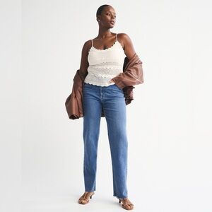 Abercrombie & Fitch Blue the 90s Straight Leg Jeans size 30/10s curve love